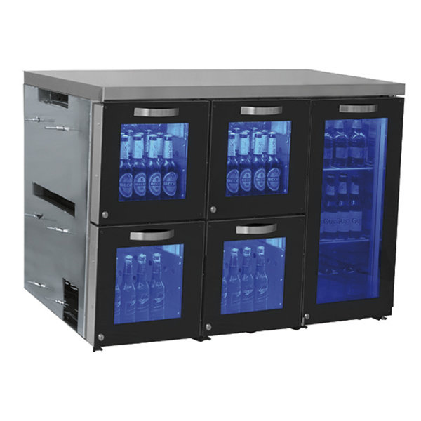 Barkoelkast Module | 1 Deur + 4 Laden | RVS Werkblad | 1380x500x875(h)mm