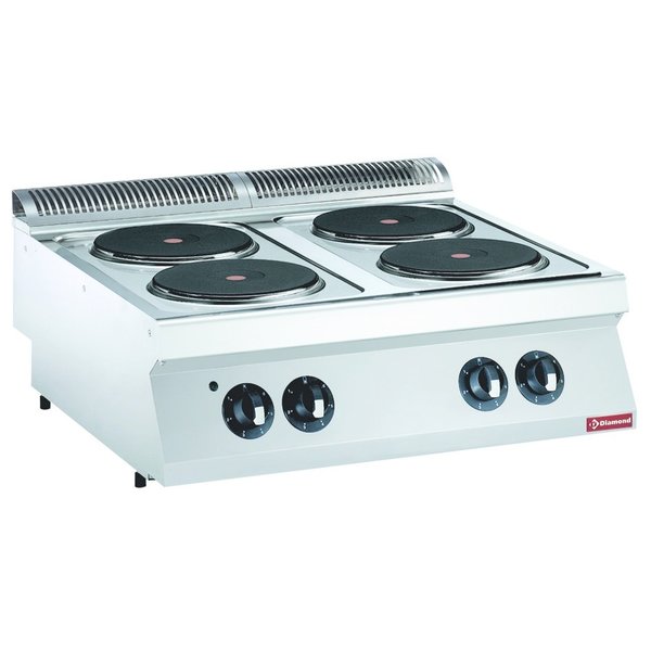 Kookfornuis | Elektrisch | Met 4 Ronde Platen Top | 4x 2.6kW | 800x700x250/320(h)mm