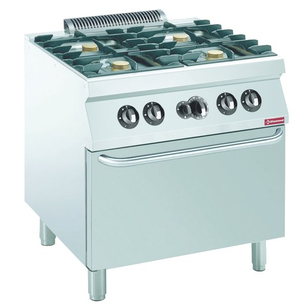 Gasfornuis | 4 Branders | 4x 5.5kW | Met Gasoven GN 2/1 | 800x700x850/920(h)mm