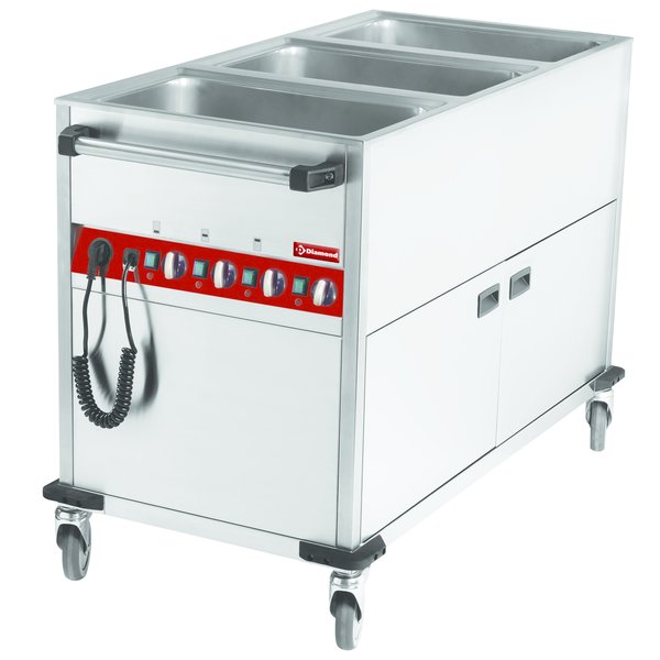 Bain-Marie Wagen | 3x 1/1GN | Afzonderlijk Instelbaar | 1300x650x900(h)mm