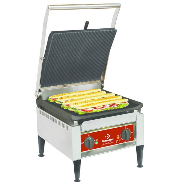 Contactgrill/Paninigrill | Glad+Geribd 360x360mm | 3.6kW | 410x620x340(h)mm