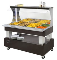 Diamond Warm Wandbuffet Bain marie (wenge hout ) | 4x GN 1/1 150mm | 1495x690x1405(h)mm