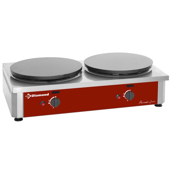 Dubbele Pannenkoekenplaat | Gas | Hoog Rendement | 2 Platen Ø400mm | Geëmailleerd | 860x500x240(h)mm