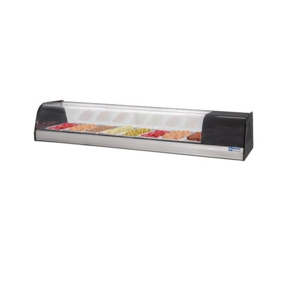 Tapasvitrine | RVS/Zwart | 8x 1/3 GN | +2°C/+8°C | Statisch | 1 Niveau | 1730x415x270(h)mm
