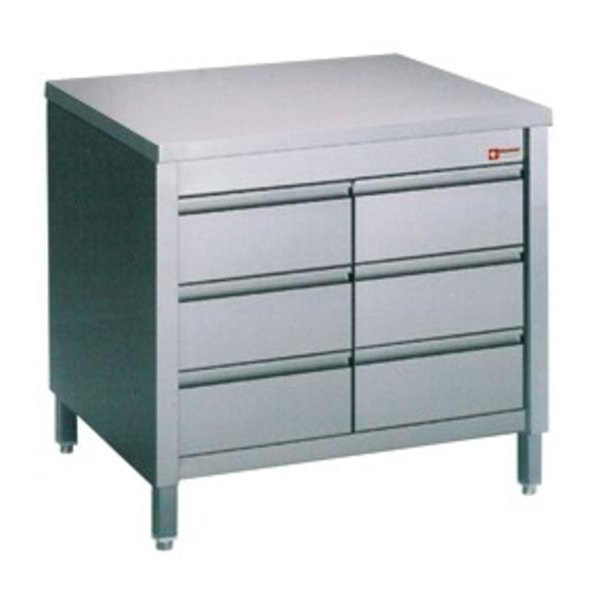 Wertafelkast | 6 Laden GN 1/1 | 800x700x880/900(h)mm