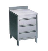 Diamond Werktafelkast met achteropstand en 3 laden GN 1/1 | 600x700x880/900(h)mm