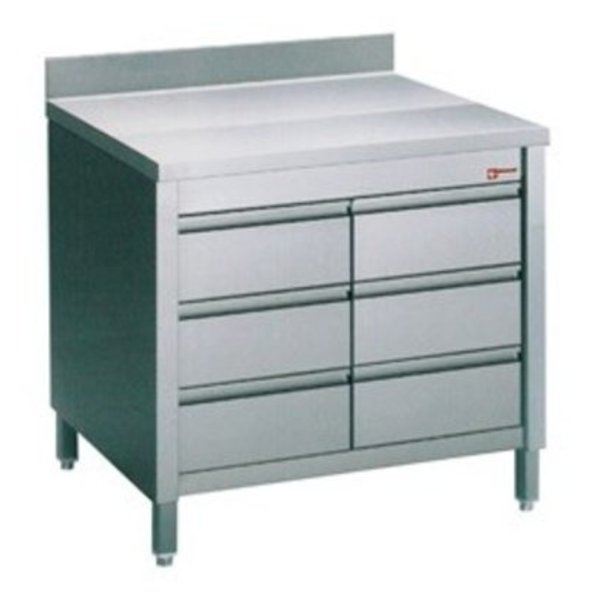 Werktafelkast | Achteropstand + 6 Laden | GN 1/1 | 800x700x880/900(h)mm