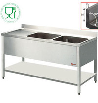 Diamond Spoeltafel | 2 Kuipen 400x500x275(h)mm + 1 Druipvlak | 1400x700x880/900(h)mm