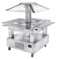 Diamond Warm Buffet Bain Marie Eiland | Wit Hout | 4x GN 1/1 | 1040x1435x1540(h)mm