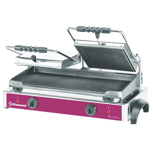 ELEKT. PANINI GRILL DUBBEL, GERIBDE PLATEN