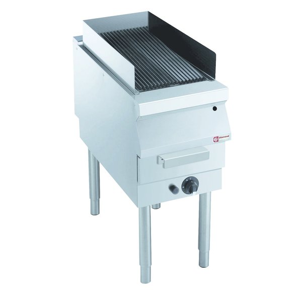 Stoomgrill | Met Onderstel | Met Gietijzeren Rooster | 11kW | Bakplaat 350x640mm | 400x900x850/920(h)mm
