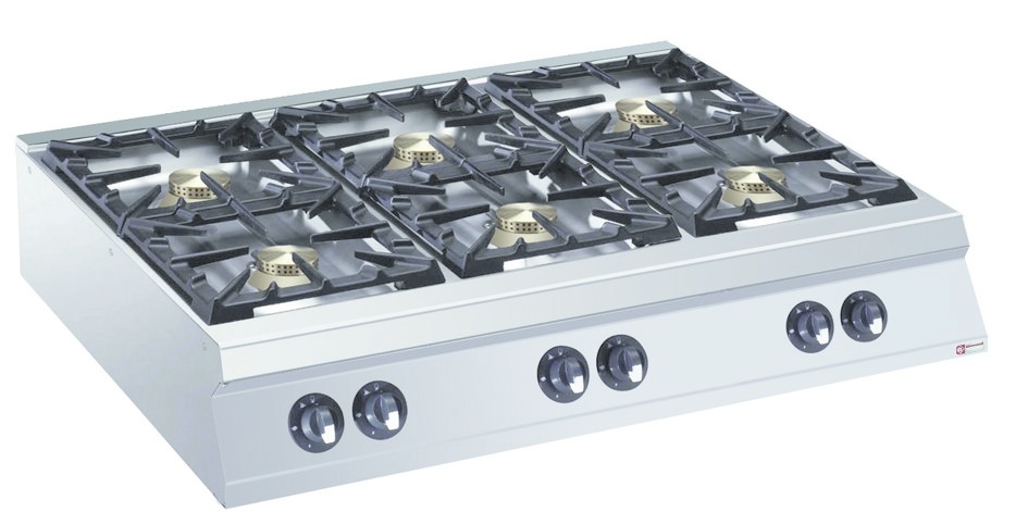 Gasfornuis | 6 Branders | Top | 2x 10kW + 4x 6kW | 1200x900x250/320(h)mm