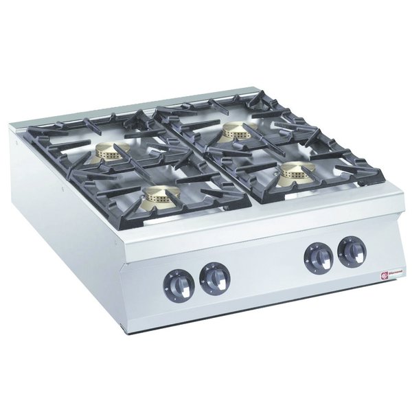 Gasfornuis | 4 Branders | Top | 1x 10kW + 3x 6kW | 800x900x250/300(h)mm
