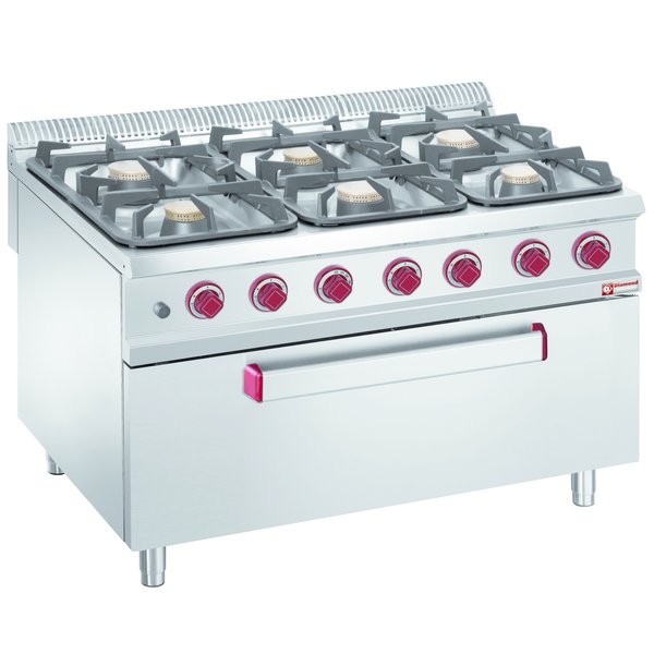 Fornuis | 6 Branders | 3x 7kW + 3x 11kW | Gasoven 10kW | 1200x900x850/920(h)mm