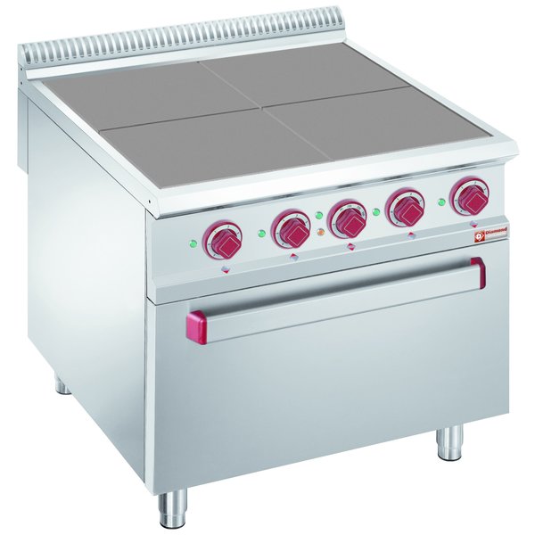 Fornuis | Elektrisch | 4 Verlaagde Kookplaten | 4x 2.6kW | Met Oven | GN 2/1 | 6kW | 800x900x850/920(h)mm