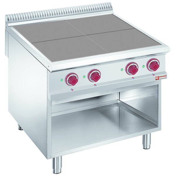 Fornuis | Elektrisch | 4 Verlaagde Kookplaten | Open Onderstel | 10kW | 800x900x850/920(h)mm