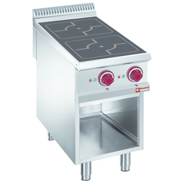 Fornuis | Elektrisch | 2 Inductie Kookplaten | Open Kast | 10kW | 400x900x850/920(h)mm
