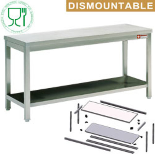 Werktafel | RVS | Bodemschap | Zelfmontage | 700mm Diep | 880mm Hoog
