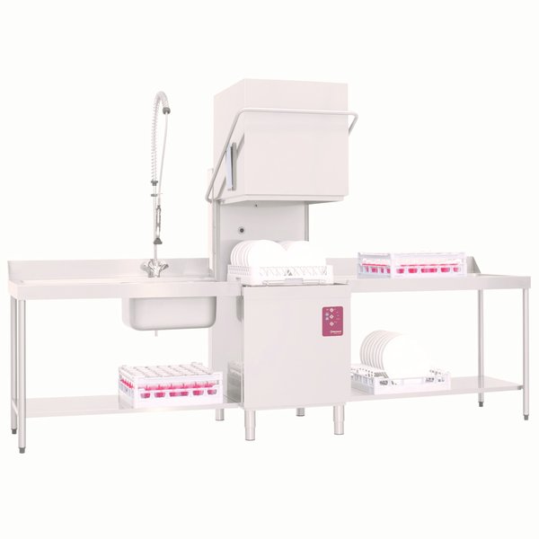 Horeca Vaatwasser | Doorschuif Met Inlooptafel, Uitlooptafel En Spoeldouchekraan | 500x500mm Mand ''Full Hygiene'' | 400V | 2620x740x1510/1945(h)mm