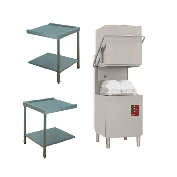 Doorschuifvaatwasser | In/uitlooptafel | 500x500mm Mand | 400V | 2120x800x1530/2010(h)mm