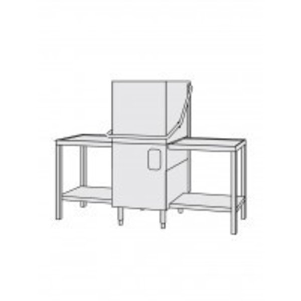 Horeca vaat/pottenwasser doorschuif met inlooptafel, uitlooptafel   | 600x500mm mand + waterverzachter | 400V | 2120x740x1510/1945(h)mm