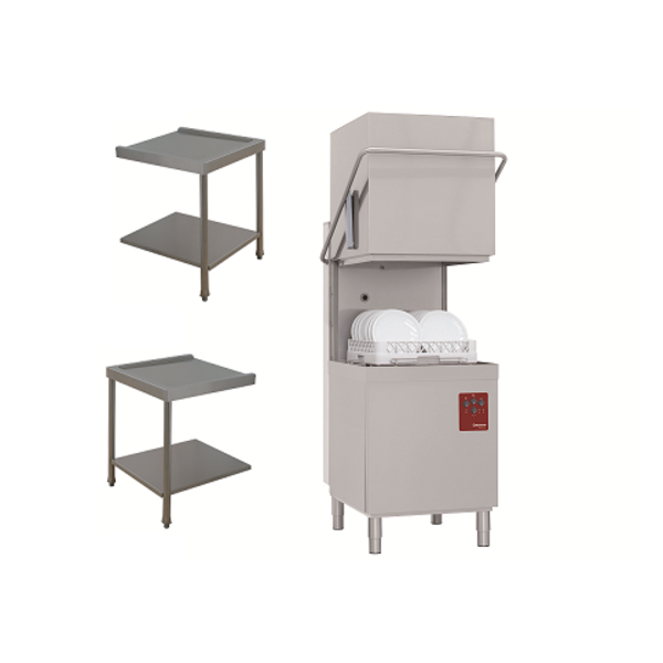 Horeca vaatwasser doorschuif  + in/uitlooptafel | 500x500mm mand | 400V | 710x800x1530/2010(h)mm
