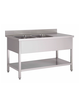 UNNINOX Spoelwerktafel | RVS | Links 2 Spoelbakken + Bodemschap | Zelfmontage | Met Achteropstand | 1800x700x850(h)mm 