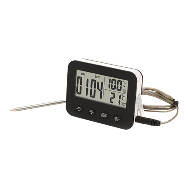 Temperatuurmeter/Timer met RVS insteekvoeler en kunststof draad 0/+250 graden 11(l)cm