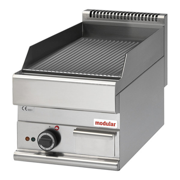Bakplaat (gegroefd) | 4,5kW | Met extra grote ingebouwde vetopvanglade | 400x650x280(h)mm