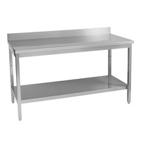 MULTINOX RVS werktafel met onderschap en achteropstand | 1400mm diep | 1400x700x870(h)mm MULTINOX RVS werktafel met onderschap en achteropstand | 1400mm diep | 1400x700x870(h)mm