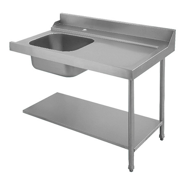 Aanvoertafel links met onderschap + achteropstand | 1200mm breed | 1200x715x850(h)mm
