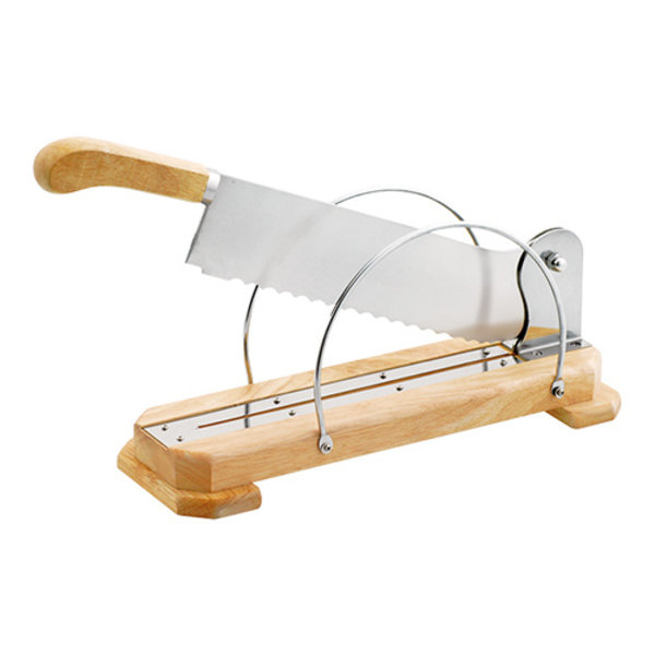 Broodsnijder | Houten Basis | RVS | Mes 350(l)mm | 400x110x150(h)mm