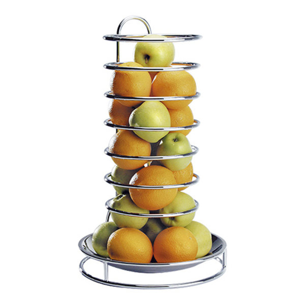 Fruitkorf met afneembare RVS schaal - Verchroomd draad  Ø32x53(h)cm