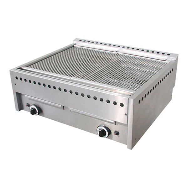 Lavasteen grill 2 zones RVS | Reflecterende branders | 2x 9kW  | 780x680x320(h)mm
