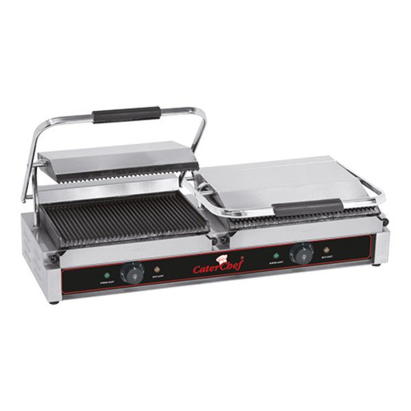 Contactgrill Duetto-Grande (gegroefd/gegroefd) | 4.4kW | met afzonderlijke thermostaten | 840x320x193(h)mm