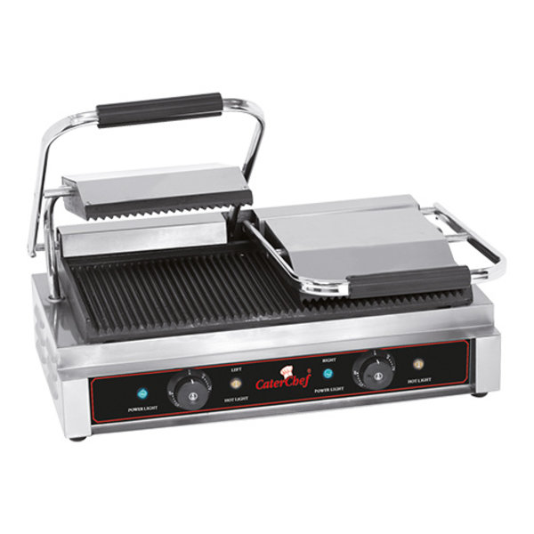Contactgrill Duetto-Compact (gegroefd/gegroefd) | 3.6kW | met afzonderlijke thermostaten | 566x320x193(h)mm