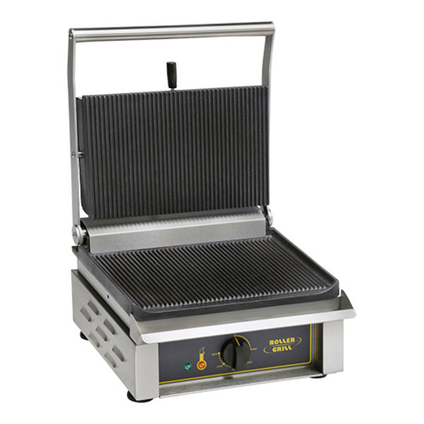 Contactgrill Panini (gegroefd/gegroefd) 3kW | Voorzien van grote lekbak | 380x400x280(h)mm