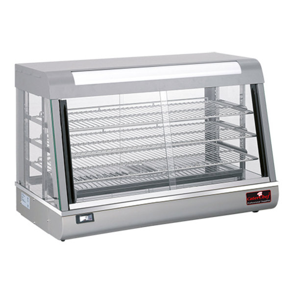 Warmhoudvitrine (cap.82x32/34/36cm) |1,84kW | tussenroosters, binnenverlichting en diaverlichting | 900x480x605(h)mm
