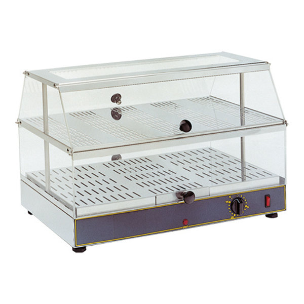 Warmhoudvitrine (cap.56x33cm) |650W | 2 etages, en aan beide zijden opklapruitjes | 600x400x390(h)mm
