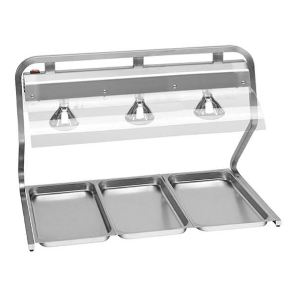 Warmhoudbrug RVS | 3/1 GN | 3 infrarode lampen | 230V | 1030x530x720(h)mm