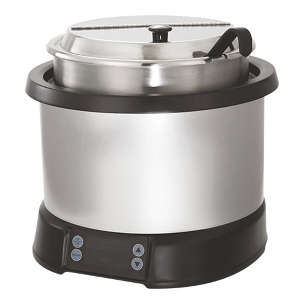 Inductie soepketel/Foodwarmer met RVS stalen binnen pan met scharnierdeksel 10,4 liter | 230V | Ø35,3x34,2(h)cm