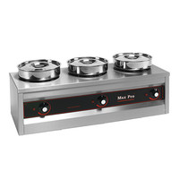 MaxPro Spijzen warmer (cap.3st.) 750W  | Met roestvrijstalen waterpannen en bain marie potten | 760x260x290(h)mm 