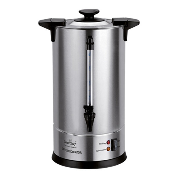 Percolator (cap.080 kops) | 950W | Houdt de koffie op serveertemperatuur | 303x303x430(h)mm