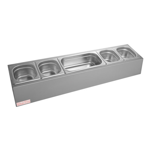 Garneerunit 4x1/6GN+2x1/3GN | Geschikt voor gebruik met crushed ijs | 1020x210x200(h)mm