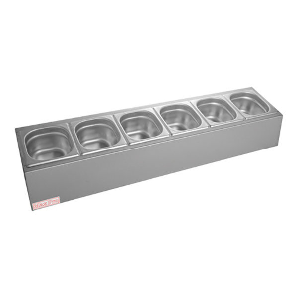 Garneerunit 6x1/6GN | Geschikt voor gebruik met crushed ijs | 1020x210x200(h)mm