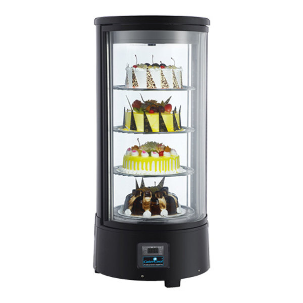 Gebaksvitrine | 72L | Zwart | 0°C/+10°C | 4 Schappen (Roterend) | Ø435x980(h)mm