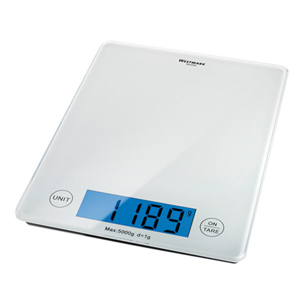 Weegschaal elektronisch glazen plateau 005kg/1gr | 180x230x18(h)mm