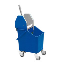 Denox Dweil/droogwagen blauw kunststof incl mopwringer met metalen duwbeugel 25 liter | 450x330x840(h)mm