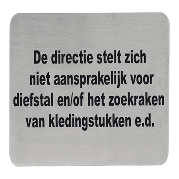 Infobord diefstal/zoekraken  RVS zelfklevend 13x13cm