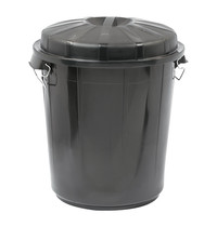 Denox Afvalvat met afsluitbare deksel zwart kunststof | 70L | Ø 49,5x58,5(h)cm